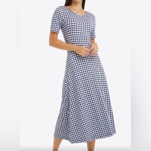 Draper James blue gingham Tammy t shirt midi dress sz M NWT